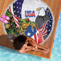 United States Puerto Rico Beach Blanket USA Curve Flag With Coqui Drum - Wonder Print Shop