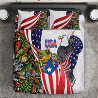 United States Puerto Rico Bedding Set USA Curve Flag With Coqui Drum - Wonder Print Shop