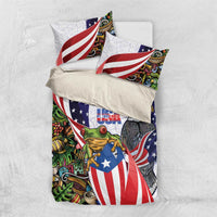 United States Puerto Rico Bedding Set USA Curve Flag With Coqui Drum - Wonder Print Shop