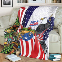 United States Puerto Rico Blanket USA Curve Flag With Coqui Drum - Wonder Print Shop