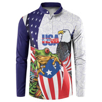 United States Puerto Rico Button Sweatshirt USA Curve Flag With Coqui Drum - Wonder Print Shop