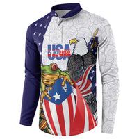 United States Puerto Rico Button Sweatshirt USA Curve Flag With Coqui Drum - Wonder Print Shop