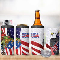 United States Puerto Rico 4 in 1 Can Cooler Tumbler USA Curve Flag With Coqui Drum - Wonder Print Shop
