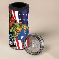 United States Puerto Rico 4 in 1 Can Cooler Tumbler USA Curve Flag With Coqui Drum - Wonder Print Shop
