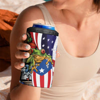 United States Puerto Rico 4 in 1 Can Cooler Tumbler USA Curve Flag With Coqui Drum - Wonder Print Shop