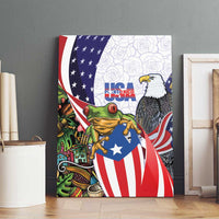 United States Puerto Rico Canvas Wall Art USA Curve Flag With Coqui Drum - Wonder Print Shop