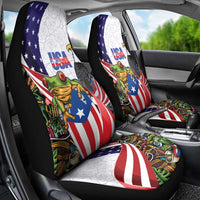 United States Puerto Rico Car Seat Cover USA Curve Flag With Coqui Drum - Wonder Print Shop