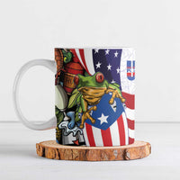 United States Puerto Rico Ceramic Mug USA Curve Flag With Coqui Drum - Wonder Print Shop