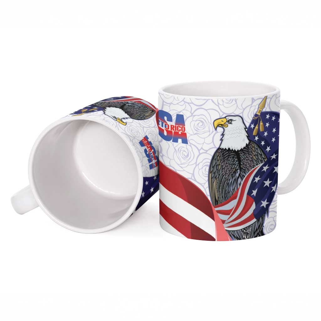 United States Puerto Rico Ceramic Mug USA Curve Flag With Coqui Drum - Wonder Print Shop
