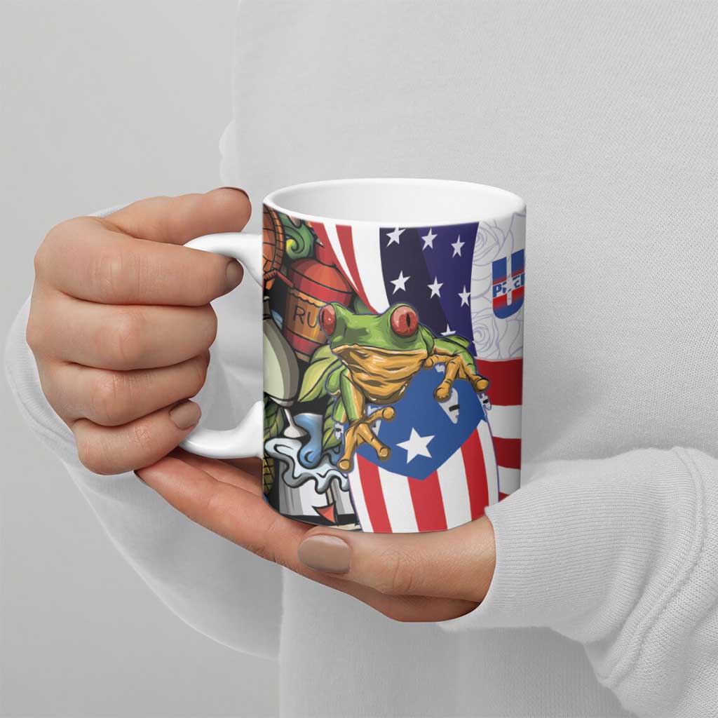 United States Puerto Rico Ceramic Mug USA Curve Flag With Coqui Drum - Wonder Print Shop