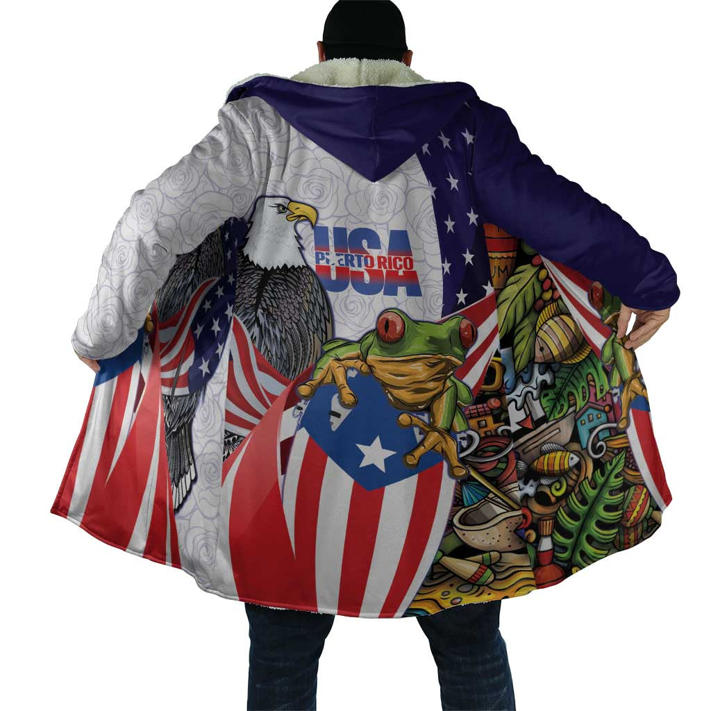 United States Puerto Rico Cloak USA Curve Flag With Coqui Drum - Wonder Print Shop