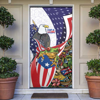 United States Puerto Rico Door Cover USA Curve Flag With Coqui Drum - Wonder Print Shop