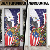 United States Puerto Rico Door Cover USA Curve Flag With Coqui Drum - Wonder Print Shop