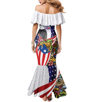 United States Puerto Rico Family Matching Mermaid Dress and Hawaiian Shirt USA Curve Flag With Coqui Drum - Wonder Print Shop