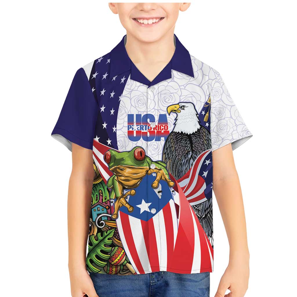 United States Puerto Rico Family Matching Mermaid Dress and Hawaiian Shirt USA Curve Flag With Coqui Drum - Wonder Print Shop