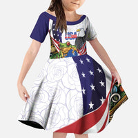 United States Puerto Rico Family Matching Puletasi and Hawaiian Shirt USA Curve Flag With Coqui Drum - Wonder Print Shop