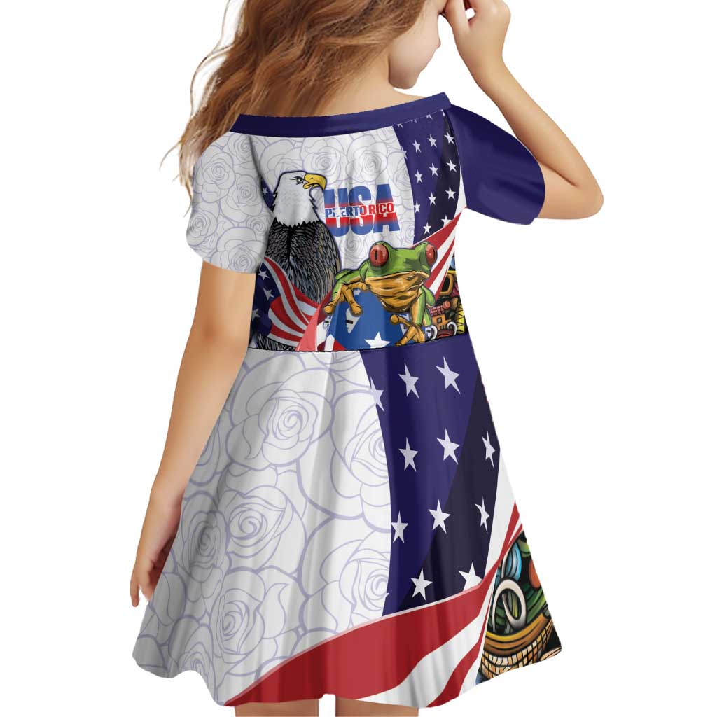 United States Puerto Rico Family Matching Puletasi and Hawaiian Shirt USA Curve Flag With Coqui Drum - Wonder Print Shop