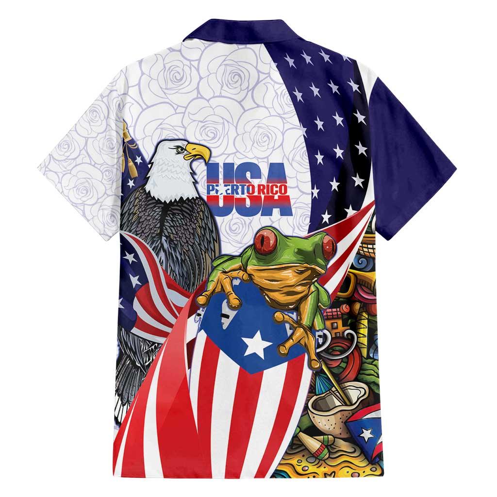 United States Puerto Rico Family Matching Puletasi and Hawaiian Shirt USA Curve Flag With Coqui Drum - Wonder Print Shop