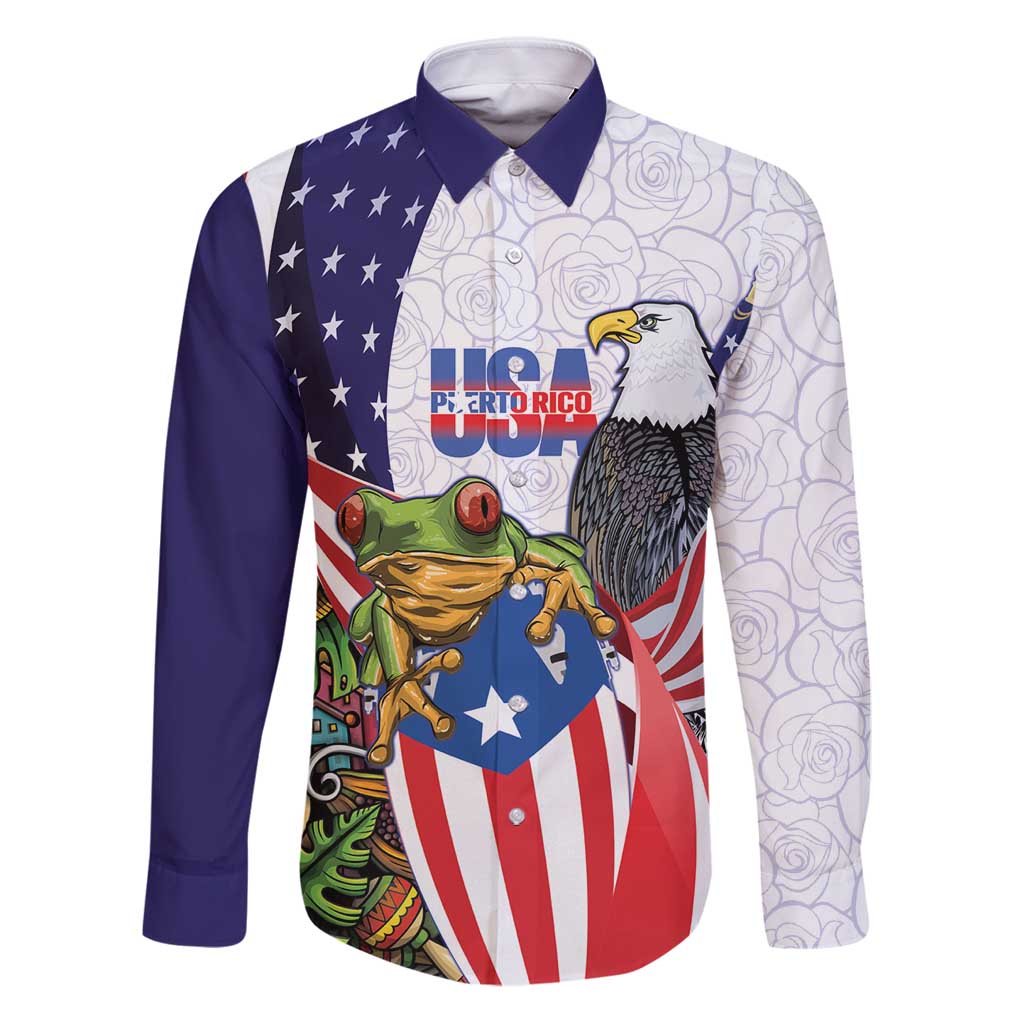 United States Puerto Rico Family Matching Puletasi and Hawaiian Shirt USA Curve Flag With Coqui Drum - Wonder Print Shop