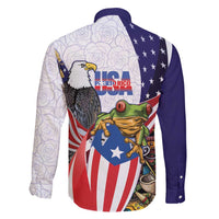 United States Puerto Rico Family Matching Puletasi and Hawaiian Shirt USA Curve Flag With Coqui Drum - Wonder Print Shop