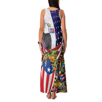 United States Puerto Rico Family Matching Tank Maxi Dress and Hawaiian Shirt USA Curve Flag With Coqui Drum - Wonder Print Shop
