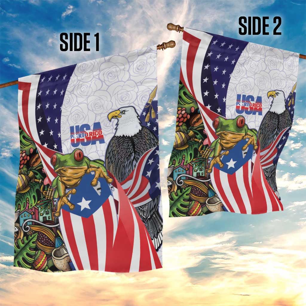 United States Puerto Rico Garden Flag USA Curve Flag With Coqui Drum - Wonder Print Shop