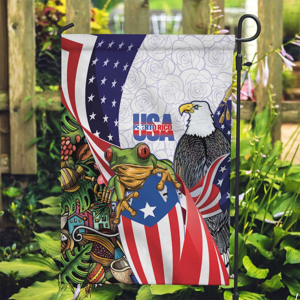 United States Puerto Rico Garden Flag USA Curve Flag With Coqui Drum - Wonder Print Shop