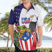 United States Puerto Rico Hawaiian Shirt USA Curve Flag With Coqui Drum - Wonder Print Shop
