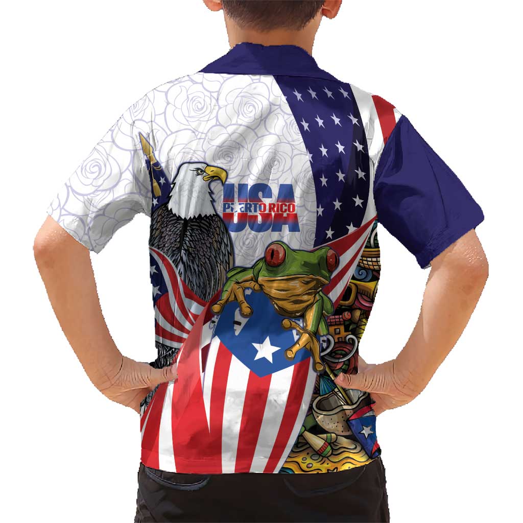 United States Puerto Rico Hawaiian Shirt USA Curve Flag With Coqui Drum - Wonder Print Shop