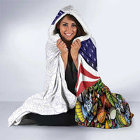 United States Puerto Rico Hooded Blanket USA Curve Flag With Coqui Drum - Wonder Print Shop