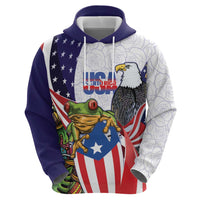 United States Puerto Rico Hoodie USA Curve Flag With Coqui Drum - Wonder Print Shop