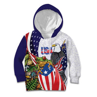 United States Puerto Rico Kid Hoodie USA Curve Flag With Coqui Drum - Wonder Print Shop