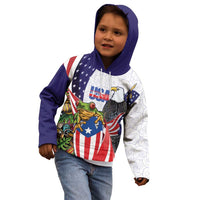 United States Puerto Rico Kid Hoodie USA Curve Flag With Coqui Drum - Wonder Print Shop