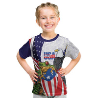 United States Puerto Rico Kid T Shirt USA Curve Flag With Coqui Drum - Wonder Print Shop