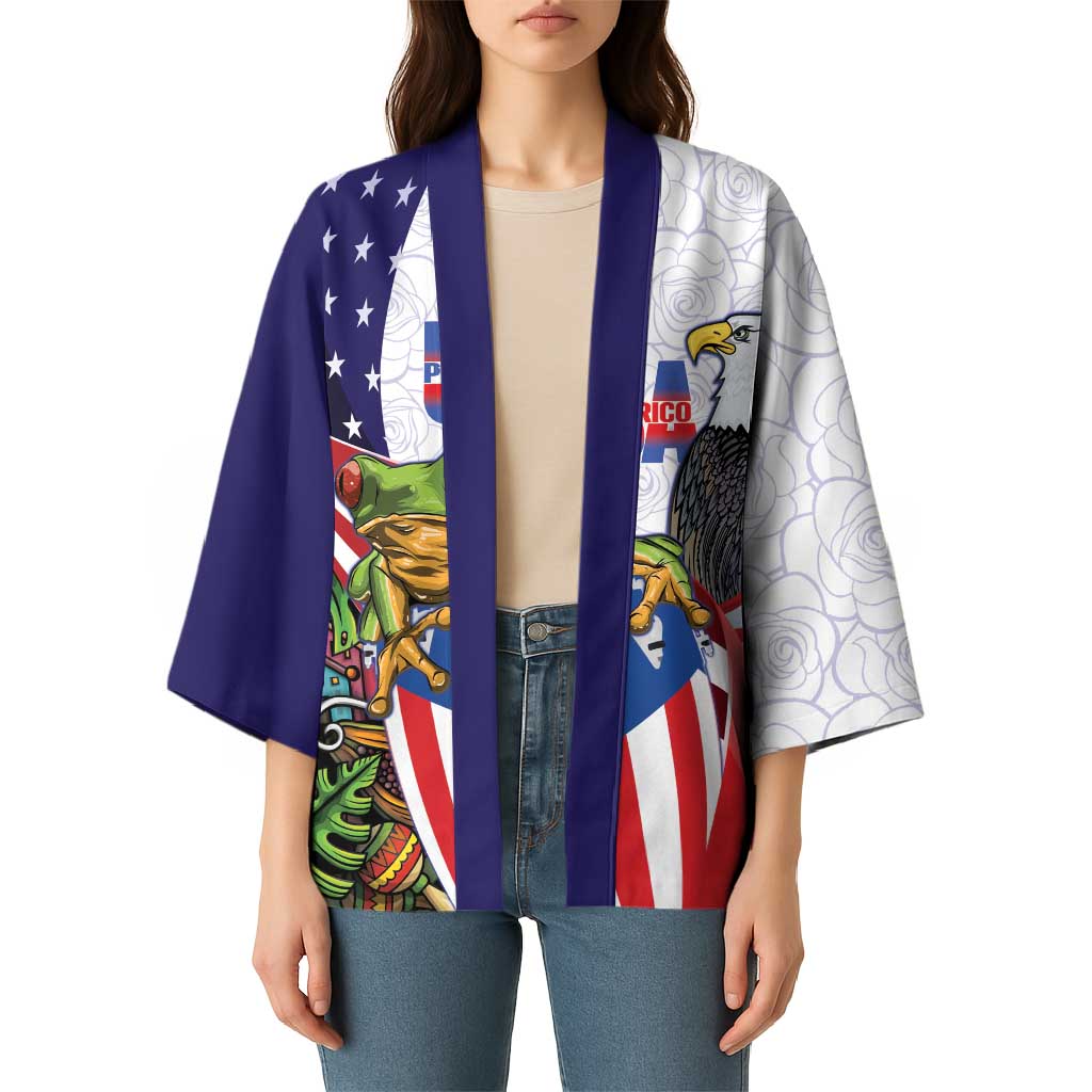 United States Puerto Rico Kimono USA Curve Flag With Coqui Drum - Wonder Print Shop
