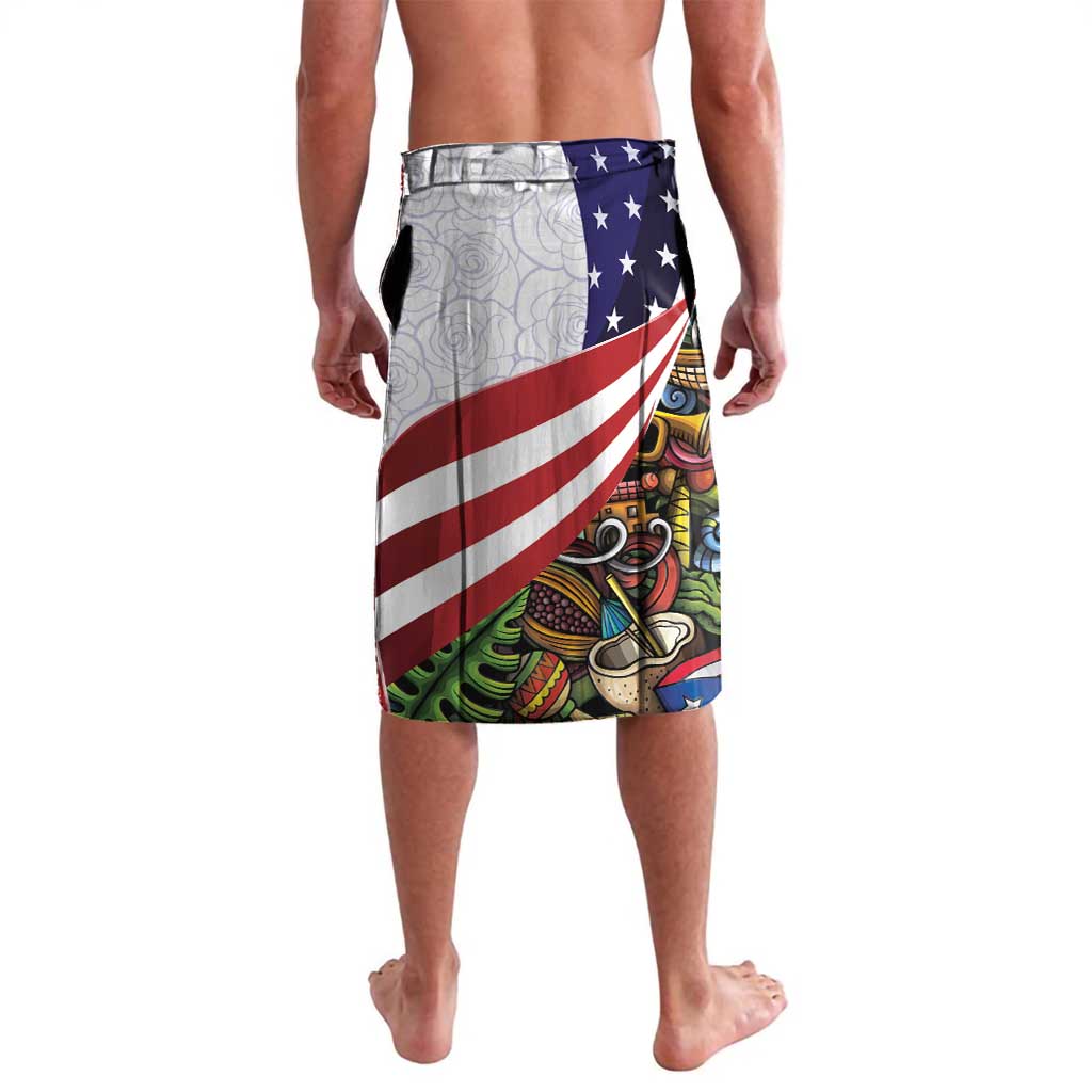 United States Puerto Rico Lavalava USA Curve Flag With Coqui Drum - Wonder Print Shop