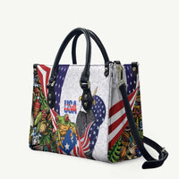 United States Puerto Rico Leather Bag USA Curve Flag With Coqui Drum - Wonder Print Shop