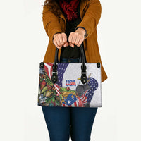 United States Puerto Rico Leather Bag USA Curve Flag With Coqui Drum - Wonder Print Shop