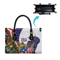 United States Puerto Rico Leather Bag USA Curve Flag With Coqui Drum - Wonder Print Shop