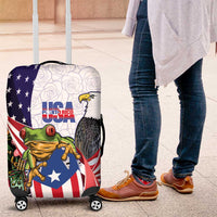 United States Puerto Rico Luggage Cover USA Curve Flag With Coqui Drum - Wonder Print Shop