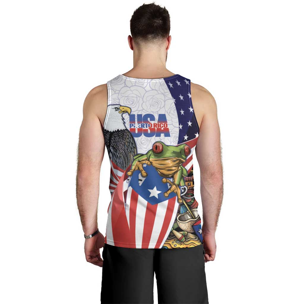 United States Puerto Rico Men Tank Top USA Curve Flag With Coqui Drum - Wonder Print Shop