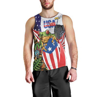 United States Puerto Rico Men Tank Top USA Curve Flag With Coqui Drum - Wonder Print Shop