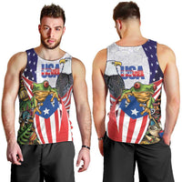 United States Puerto Rico Men Tank Top USA Curve Flag With Coqui Drum - Wonder Print Shop