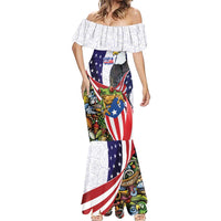 United States Puerto Rico Mermaid Dress USA Curve Flag With Coqui Drum - Wonder Print Shop