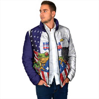 United States Puerto Rico Padded Jacket USA Curve Flag With Coqui Drum - Wonder Print Shop