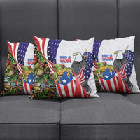 United States Puerto Rico Pillow Cover USA Curve Flag With Coqui Drum - Wonder Print Shop
