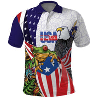 United States Puerto Rico Polo Shirt USA Curve Flag With Coqui Drum - Wonder Print Shop
