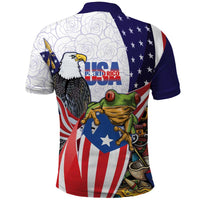 United States Puerto Rico Polo Shirt USA Curve Flag With Coqui Drum - Wonder Print Shop