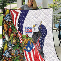 United States Puerto Rico Quilt USA Curve Flag With Coqui Drum - Wonder Print Shop