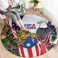 United States Puerto Rico Round Carpet USA Curve Flag With Coqui Drum - Wonder Print Shop